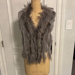Rabbit fur Gray crocheted Fur Vest
